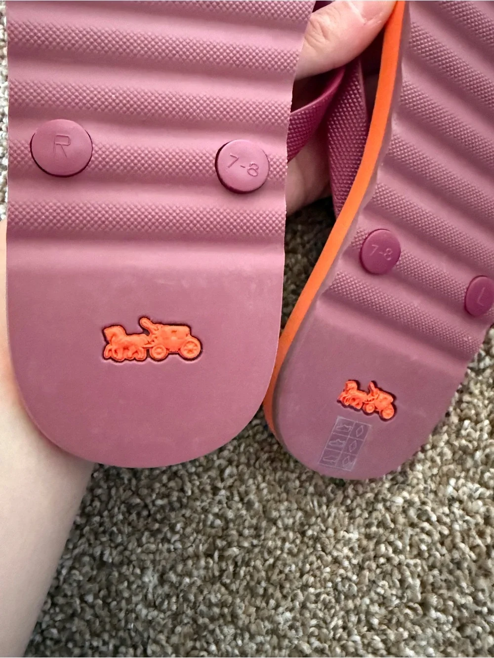 COACH Zak Flip-Flops in Pink Purple Orange Stripe